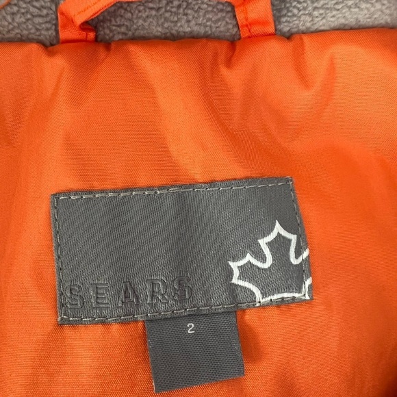 Sears Orange Raincoat with Hood and Water-Resistant Fabric Size 2 Unisex - Picture 3 of 4